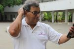 Subhash Ghai doing yoga practice along with his daughter and grandchildren at Whistling Woods International on 15th June 2017